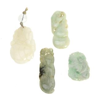 Appraisal: Group Chinese carved jade pendants Group Chinese carved jade pendants