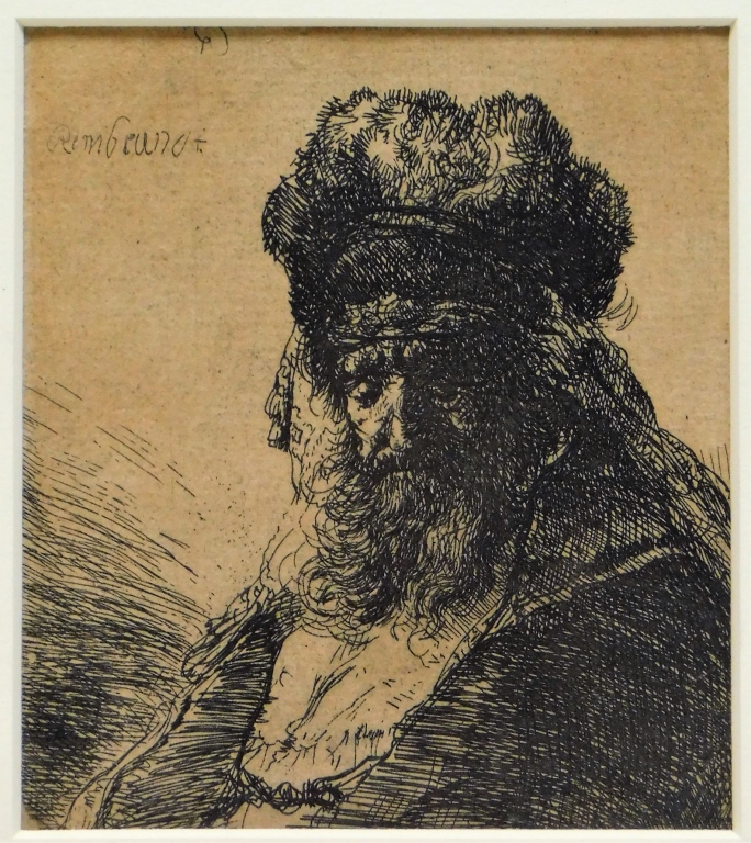 Appraisal: REMBRANDT OLD MAN IN A FUR COAT ETCHING Netherland -