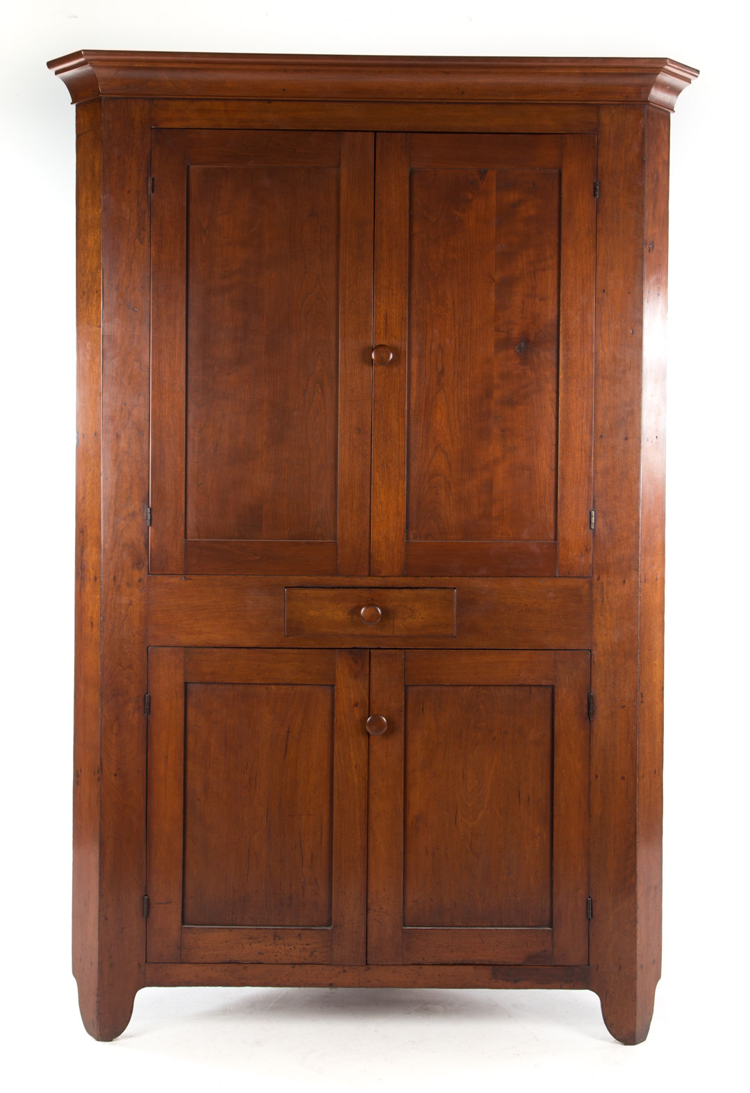 Appraisal: Late Federal vernacular cherrywood corner cupboard circa flat top with