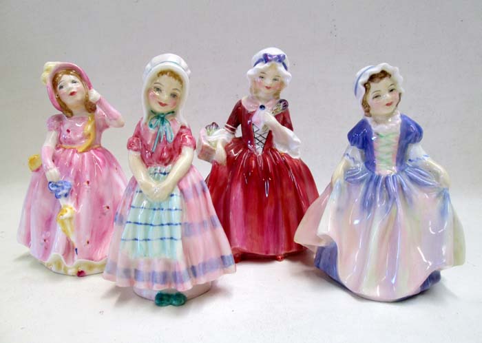 Appraisal: FOUR ROYAL DOULTON PORCELAIN FIGURINES Lavinia HN H Babie HN