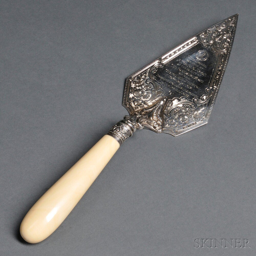 Appraisal: Assembled Victorian Silver Presentation Trowel with an Ivory Handle Sheffield