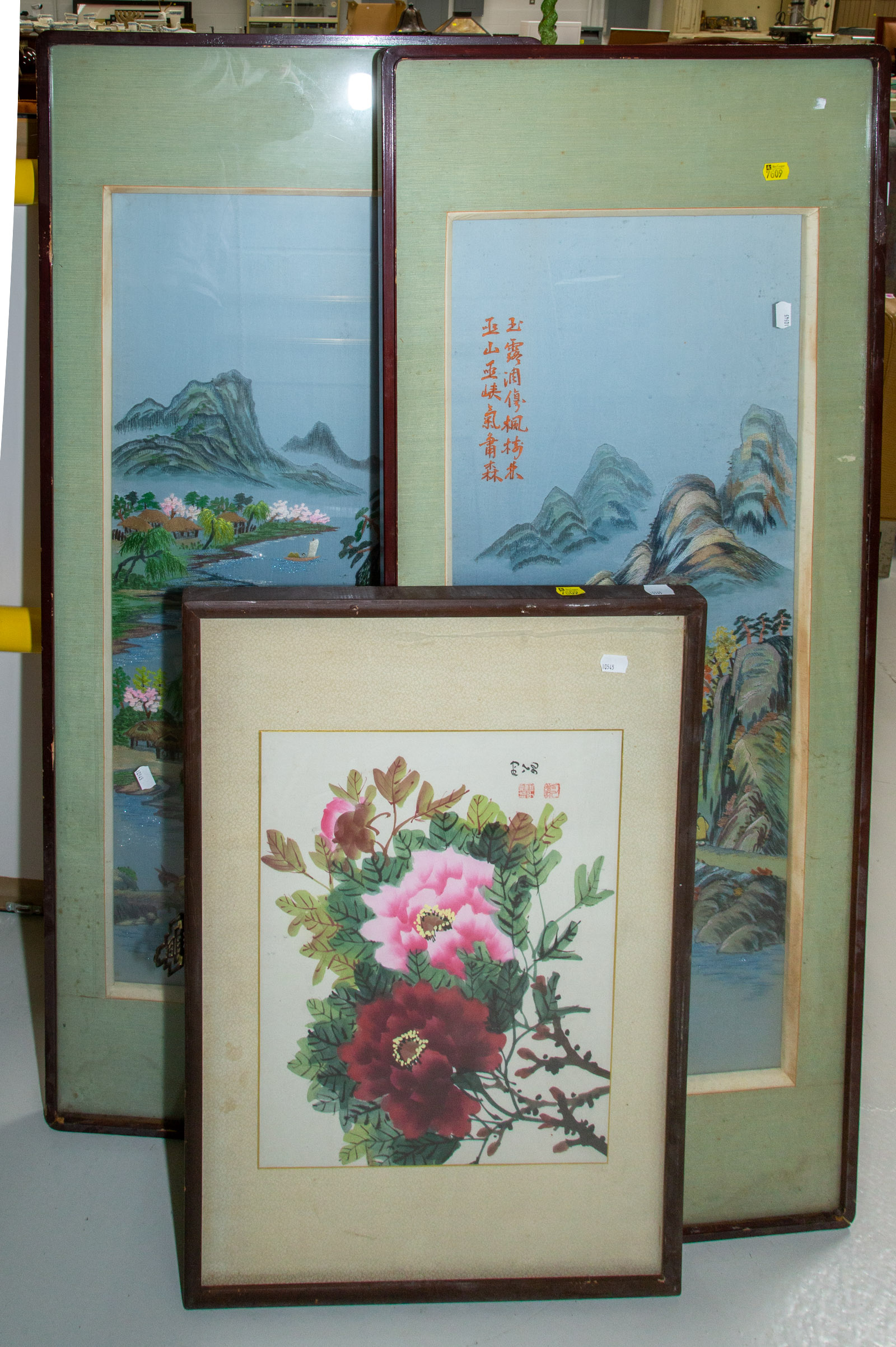 Appraisal: THREE FRAMED ORIENTAL PRINTS