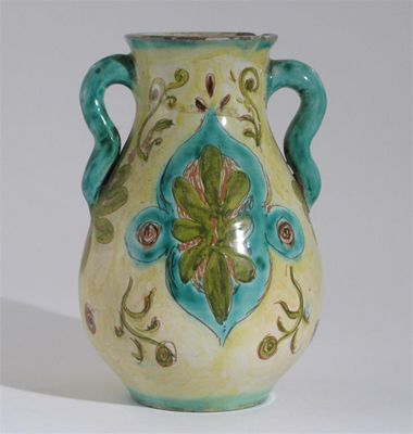 Appraisal: A Della Robbia Pottery twin-handled vase by Hannah Jones painted