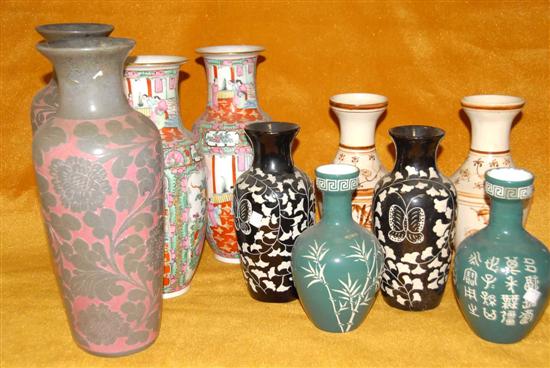 Appraisal: GROUP OF DECORATIVE ORIENTAL VASES pair porcelain and ceramic