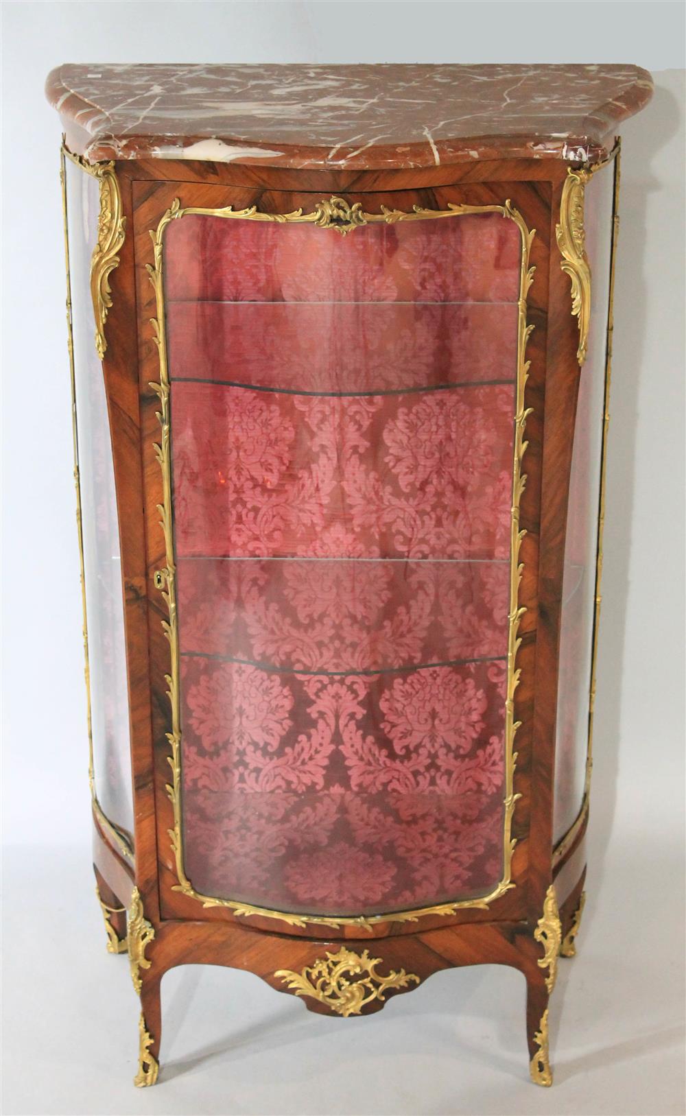 Appraisal: LOUIS XV STYLE VITRINE WITH MARBLE TOP AND BRASS MOUNTS