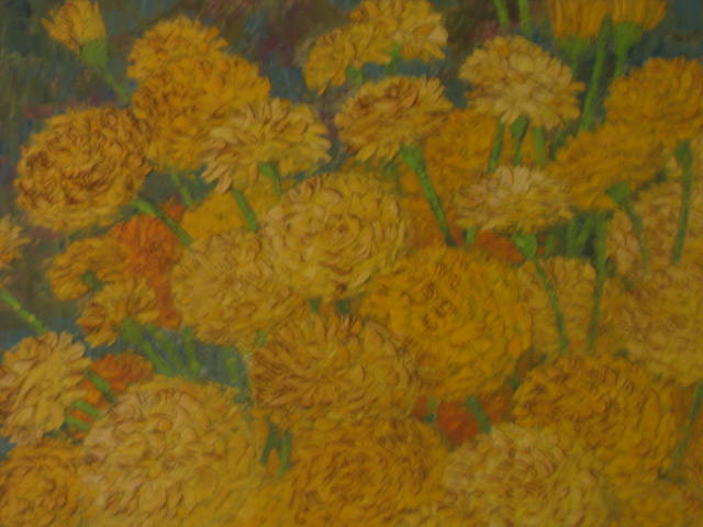 Appraisal: STELLA PEARLMUTTER AMERICAN Yellow flowers oil on canvas signed lower