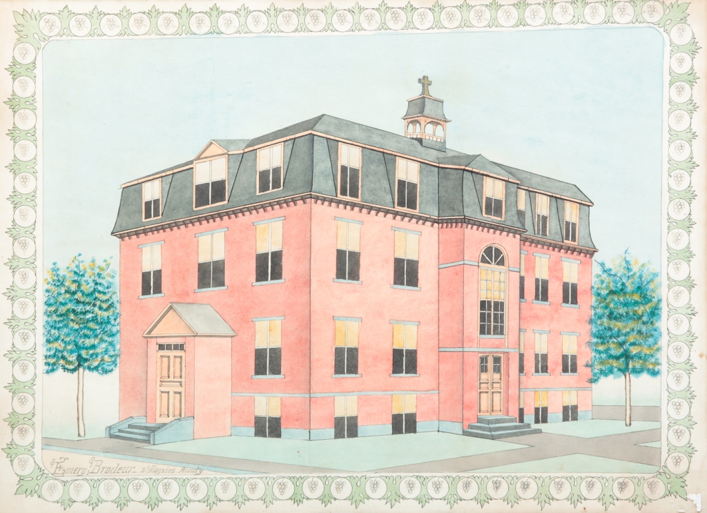 Appraisal: AMERICAN PAINTING OF ST ALOYSIUS ACADEMY Watercolor and pencil on