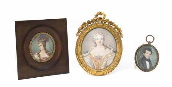 Appraisal: Three Continental Portrait Miniatures of various sizes and set within