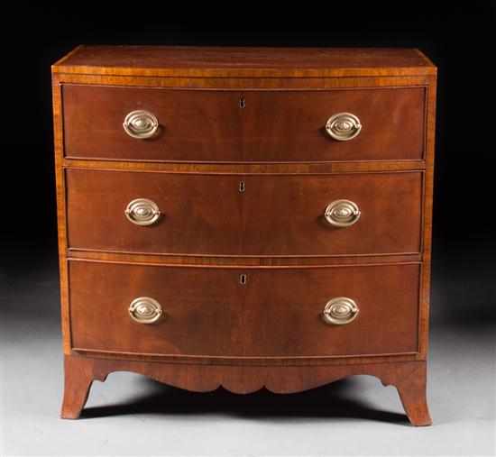 Appraisal: George III banded and stringer inlaid mahogany chest of drawers