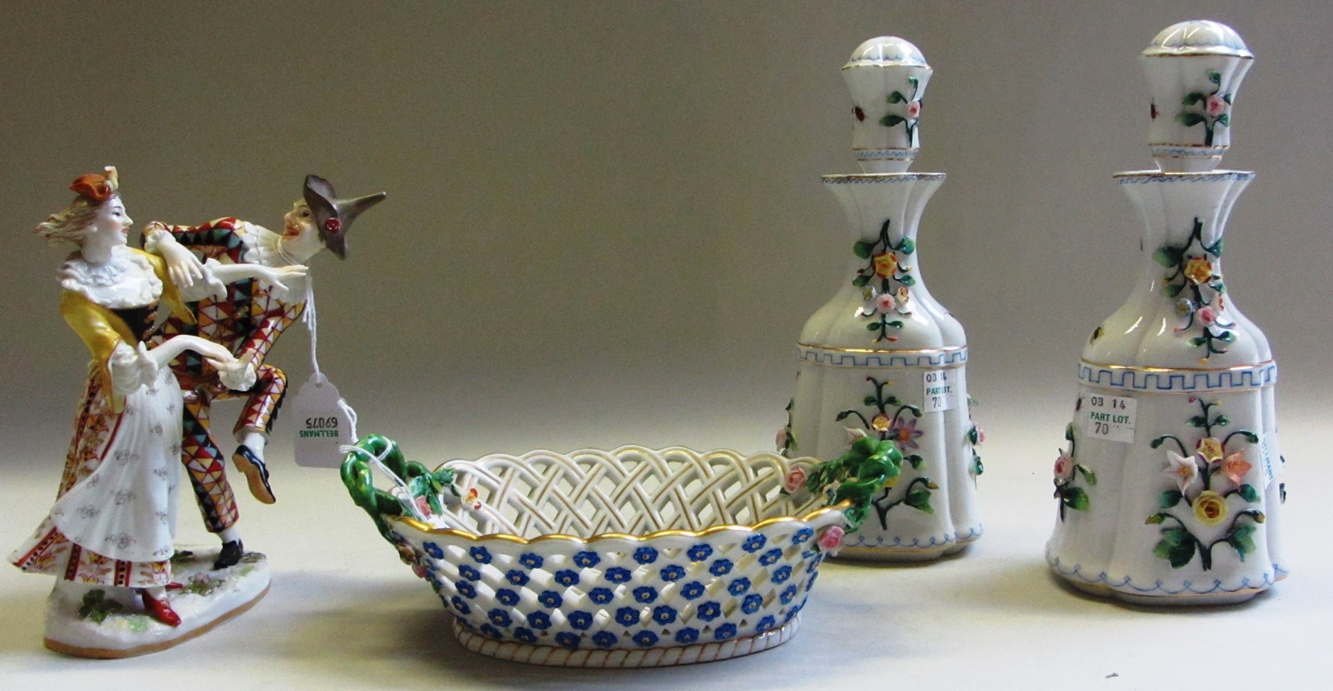 Appraisal: A Meissen porcelain basket th century the two foliate encrusted