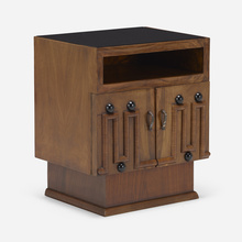 Appraisal: Art Deco Nightstand c walnut black glass lacquered walnut nickel-plated