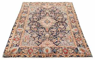 Appraisal: Large Blue Ivory Persian Rug Center medallion with floral decoration