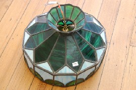 Appraisal: ART DECO LEDLIGHT SHADE WITH SLAG GLASS PANELS