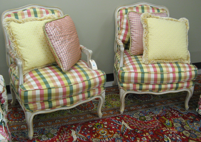 Appraisal: A PAIR OF LOUIS XV STYLE ARMCHAIRS American recent The