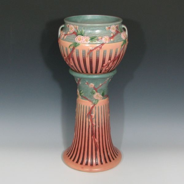 Appraisal: Roseville Cherry Blossom - jardiniere and pedestal in pink and