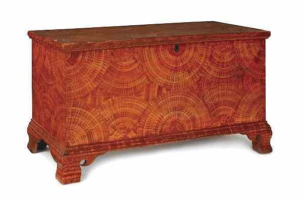 Appraisal: Lancaster Pennsylvania painted pine blanket chest early th c retaining