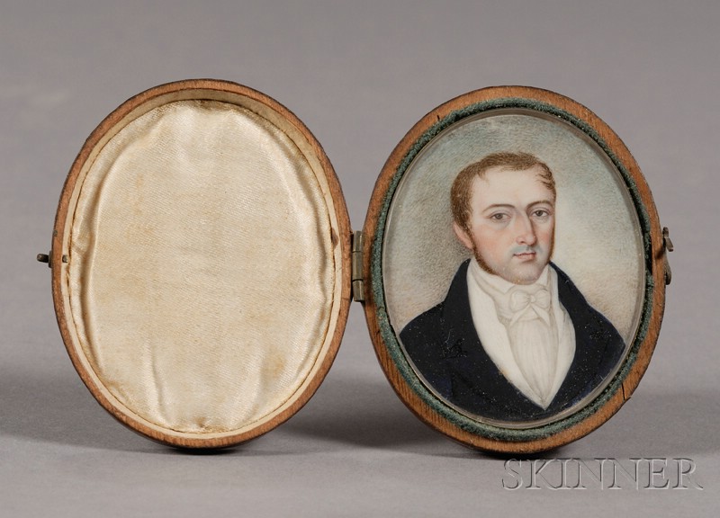 Appraisal: Portrait Miniature of a Gentleman Wearing a Blue Coat America