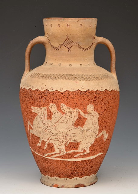 Appraisal: A POTTERY TWO HANDLED VASE after the Antique with classical