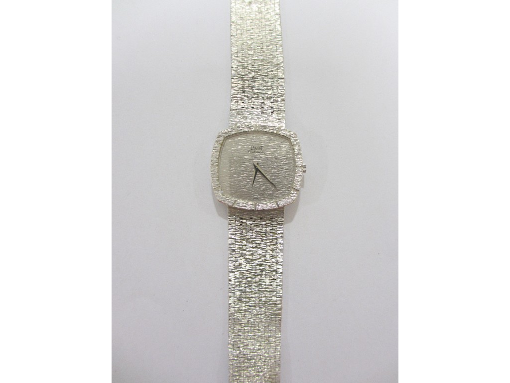 Appraisal: Gents ct white gold Piaget bracelet watch with square cushion