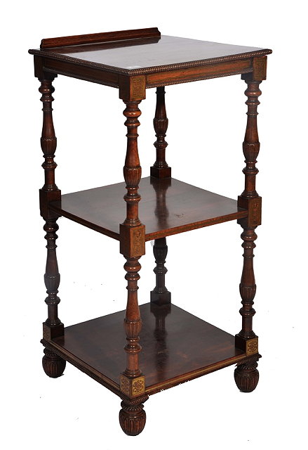 Appraisal: A REGENCY ROSEWOOD AND BRASS INLAID LIBRARY THREE TIER ETAG