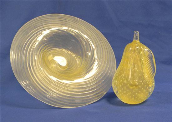 Appraisal: Footed Venetian glass compote with gold swirl '' h x