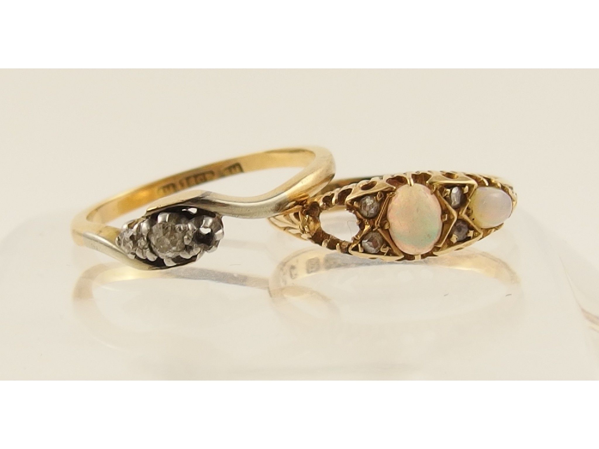 Appraisal: An ct diamond and opal ring together with an ct