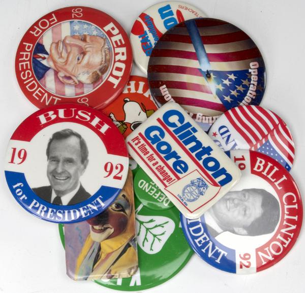 Appraisal: MEMORABILIA Assorted campaign sports and miscellaneous pins and badges