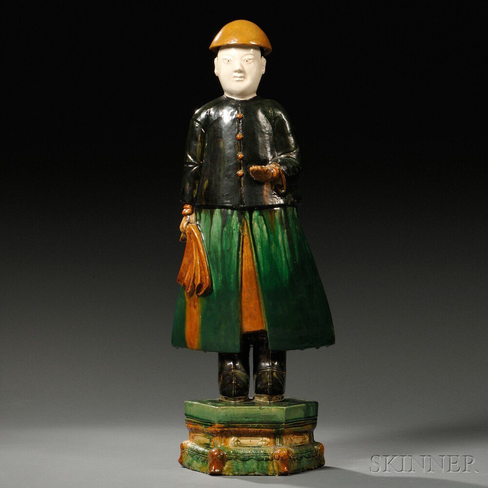 Appraisal: Earthenware Painted Pottery Figure China th century standing on a