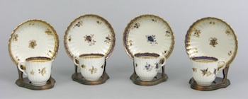 Appraisal: A Set of Four Salopian Caughley Porcelain Cups and Saucers