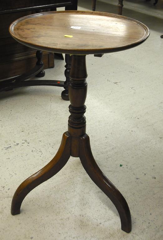 Appraisal: Early th century mahogany tripod wine table the circular dished