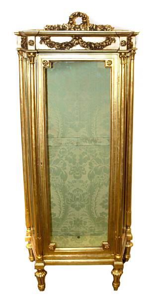 Appraisal: A Louis XVI style gilt decorated vitrine cabinet height in