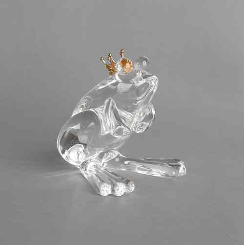 Appraisal: Steuben glass frog th c with a crown h