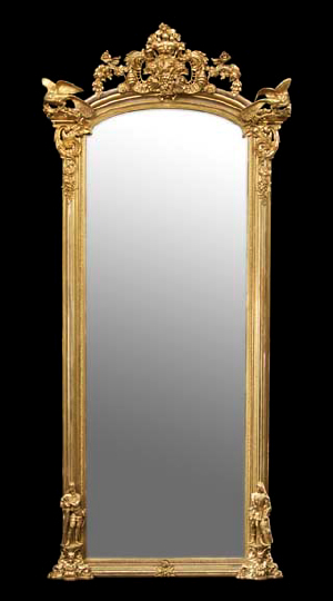 Appraisal: Good Tall Napoleon III Carved Giltwood and Plaster Pier Mirror