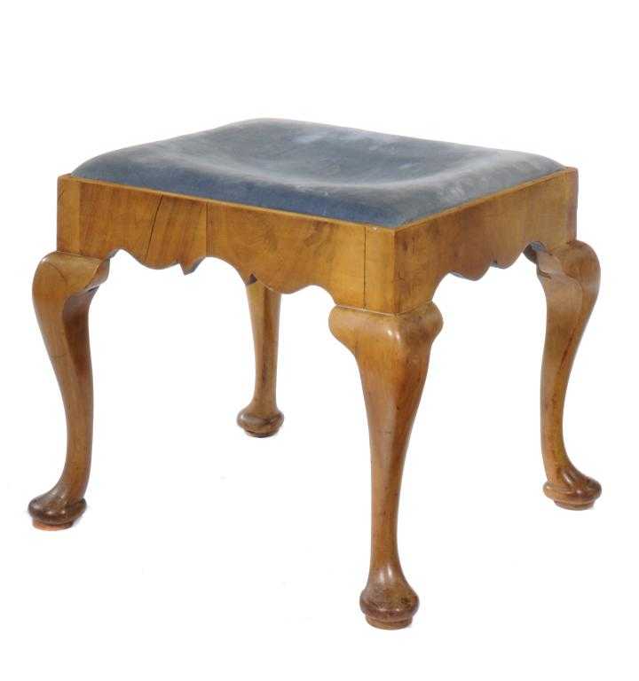 Appraisal: A WALNUT DRESSING STOOL in Queen Anne style cm h