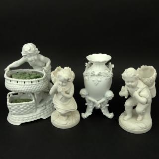 Appraisal: Group of Four Parian Bisque Figural Vases Planters Group of