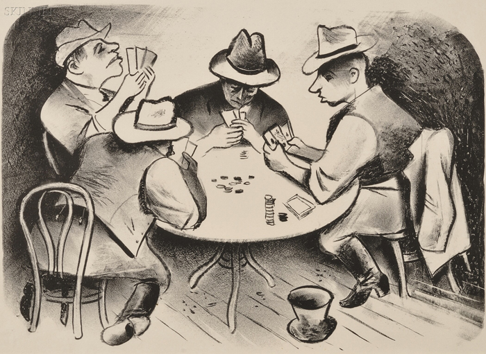 Appraisal: William Gropper American - Lot of Two Genre Scenes Poker