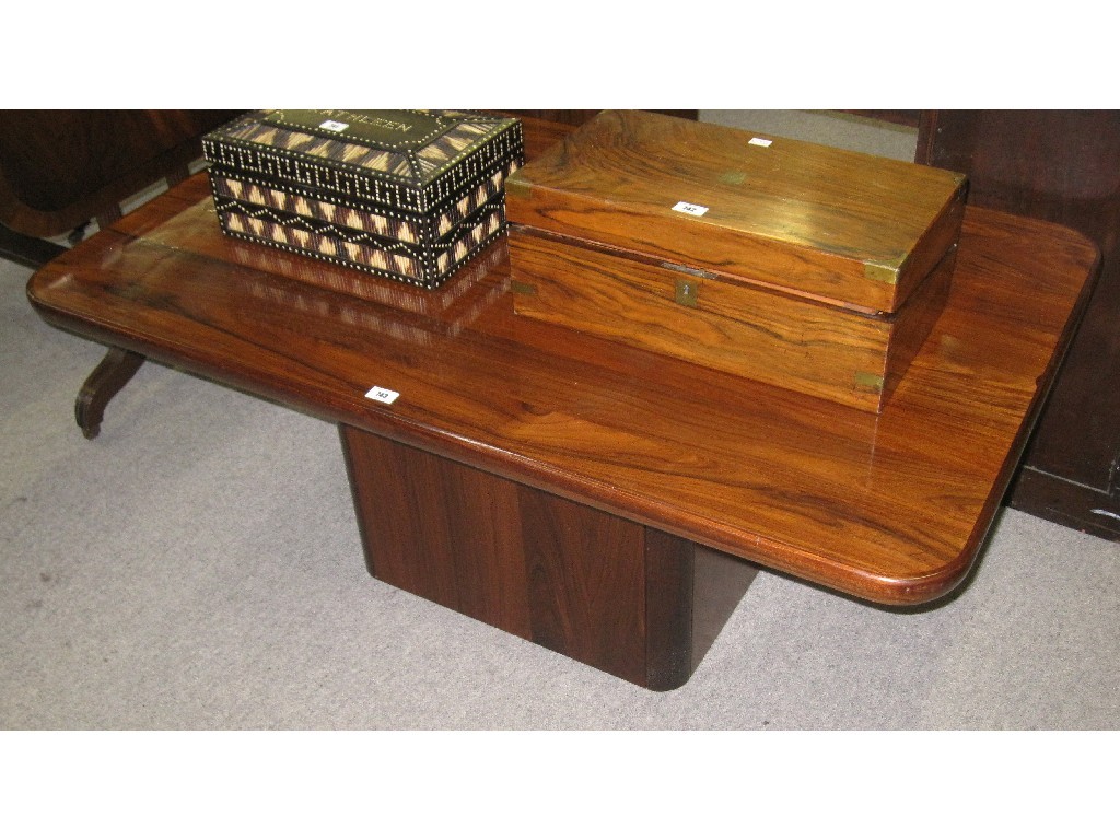 Appraisal: Danish rosewood low occasional table labelled Jensen Frokjaeras