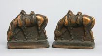 Appraisal: Cast Iron Horse Bookends circa early th Century Gilt painted