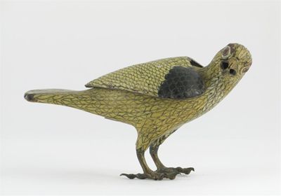 Appraisal: A Chinese cloisonn censer and cover modelled as a pigeon