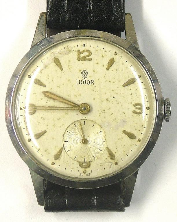 Appraisal: Tudor stainless steel gentleman's wristwatch the silvered dial with Arabic