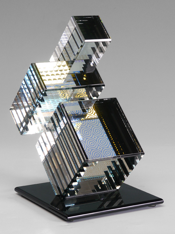 Appraisal: MASON Concetta American - ''Chopin's March'' Art Glass Cube Sculpture