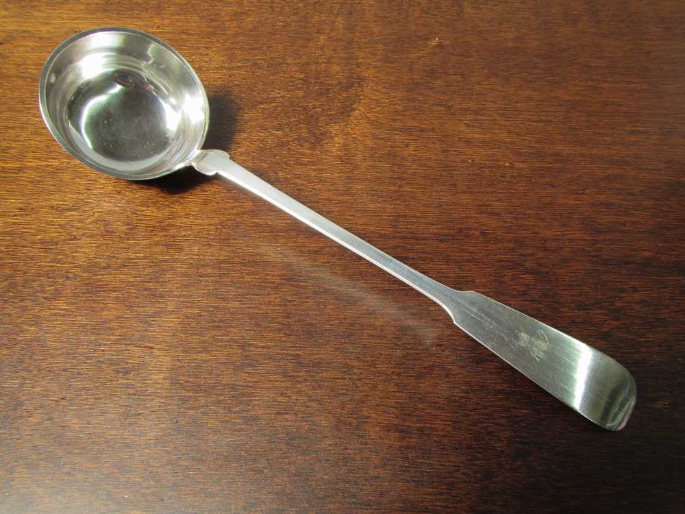 Appraisal: GERMAN FINE SILVER PUNCH LADLE th century with Berlin city