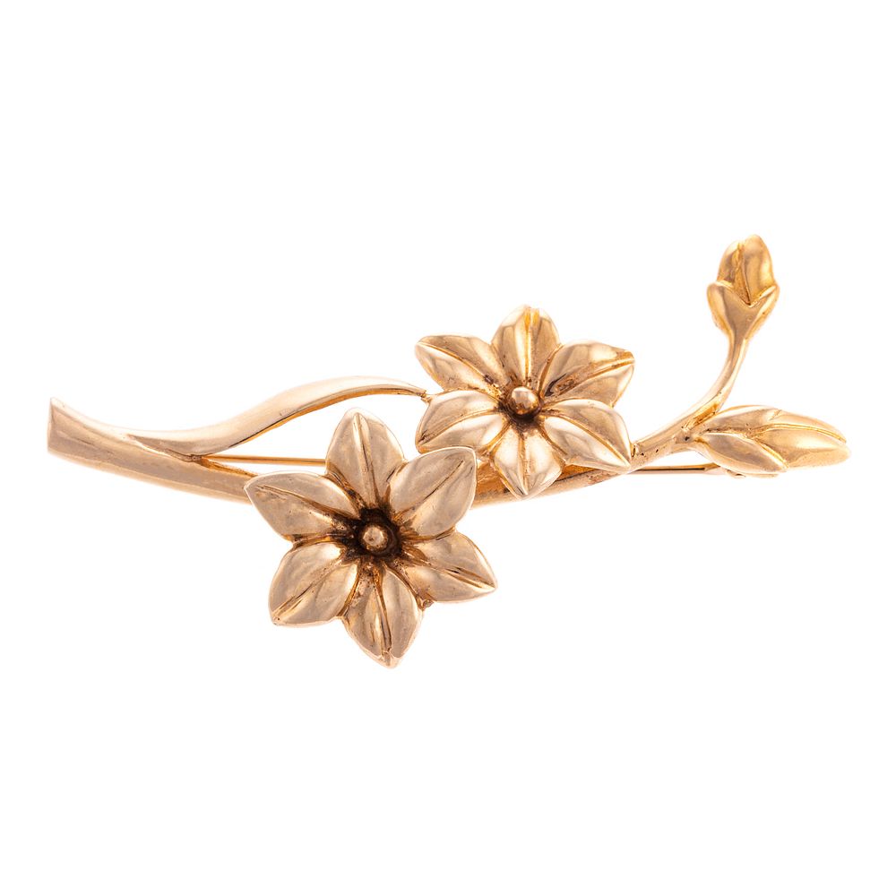 Appraisal: A High Polish Floral Brooch in K K yellow gold