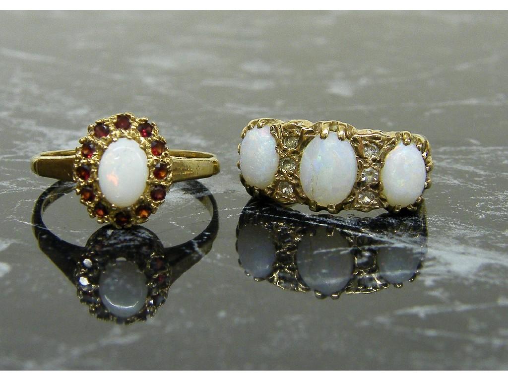 Appraisal: ct opal and diamond claw set ring gm size K