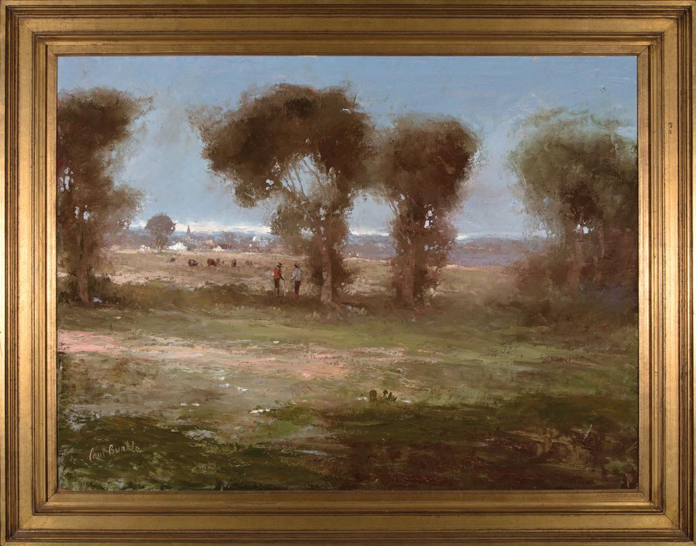 Appraisal: Paul Burkle American Texas th c Landscape with Figures oil