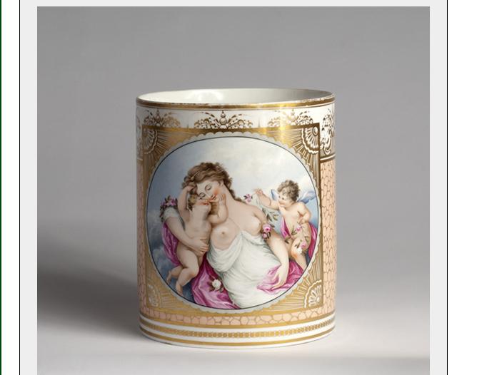 Appraisal: LARGE CHAMBERLAIN'S WORCESTER PORCELAIN APRICOT-GROUND MUG - Painted by Humphrey