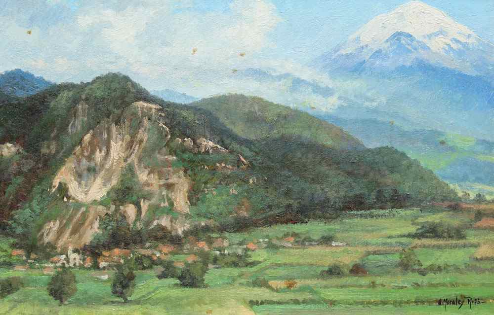 Appraisal: MORALES A Mexican th C Pastoral Mountain Valley Landscape With