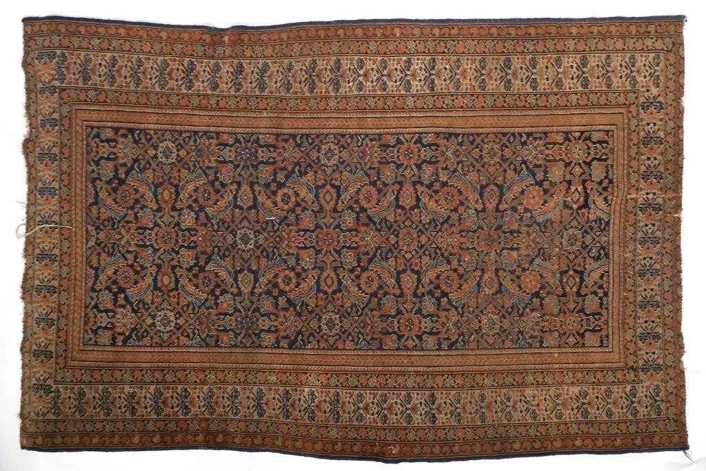 Appraisal: Antique rug approx years old Natural dyed rug with blues