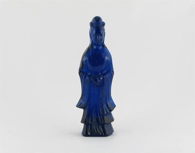 Appraisal: A Chinese blue glass standing figure of Guanyin cm