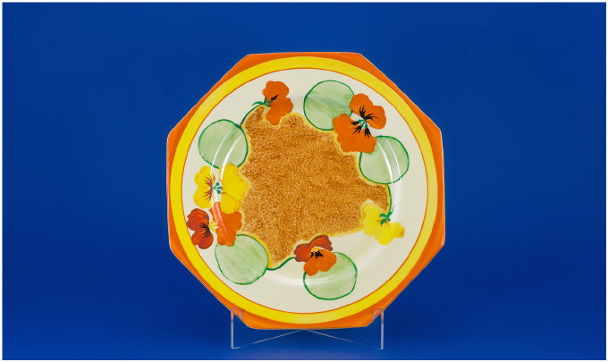 Appraisal: Clarice Cliff Eight Sided Art Deco Plate Circa Nasturtium pattern